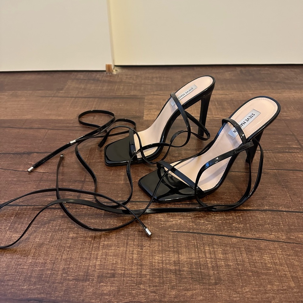 Women's Black Strappy Heels